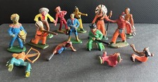 Vintage - 1960 - 14 figurines cowboys et indiens - Cyrnos