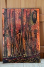 tableau "marine"  VU VAN - 1978- technique "émail"sur bois cuite au four