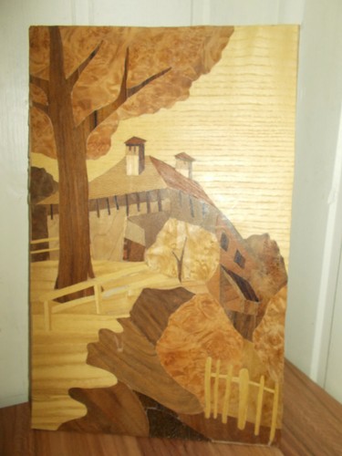 Tableau panneau marqueterie