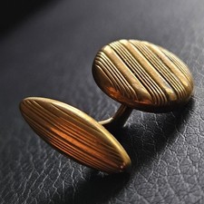 Bouton de manchette FIX orphelin décor de stries plaquage or très épais qualité