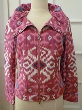 NWT: LAFAYETTE 148 Pink w/ White/Blue Textured Ikat Print Zip Front Jacket, 8
