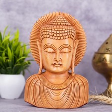 En Bois Lord Bouddha Sculpture