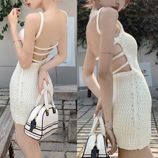 Magnifique robe femme tricotée avec bretelles design tendance couvre hanches