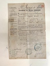 Ancien Document militaire Certificat bonne conduite 22 Régiment de ligne de 1873