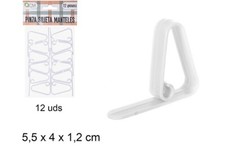 12 Pinces à Nappe Blanches en Plastique 5,5 x 4 cm Clip de Table Accroche Nappes