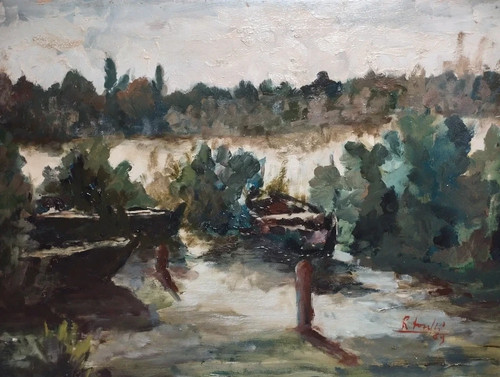 Tableau huile paysage - tableau,