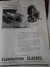 CLAUDEL carburateur 56 FL type 400CV LORRAINE publicité papier ILLUSTRATION 1924