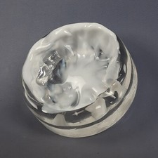 Cendrier En Verre De Murano Transparent Et Blanc Immergé Design Moderniste 1970