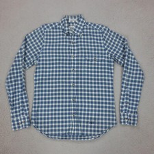 Chemise Ajusté Carreaux Gant Hugger Homme S Bleu Manches Longues Coton