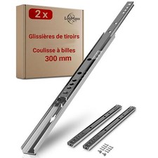 Coulisse Tiroir | Lot de 2 Glissières pour Tiroir Encoche de 27 mm | Rails de...