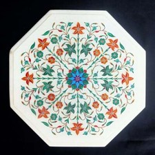 12 " Marbre Côté Table Pierre Incrustation Travail Maison / Travail Décor