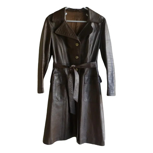 Trench cuir marron chocolat