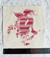 broderie point de croix finie  « FÉE ELFE » rose dégradée, sur aida 7 points