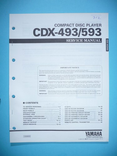 Service manuelle pour yamaha - manuelle,