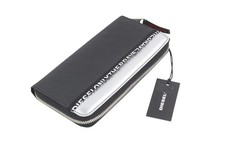 Diesel 24 Zipocket Hommes Portefeuille OS Cuir Noir Zip-Autour Type Unisexe Logo