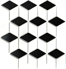 Mosaïque blanc noir brillant - blanc,