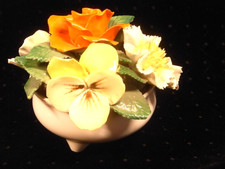 🇫🇷 POT PANIER DE FLEURS MINIATURE PORCELAINE STAFFORDSHIRE FINE BONE CHINA