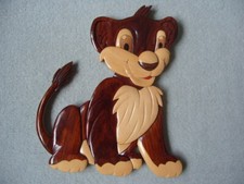 ASUJET DÉCORATIF EN BOIS A ACCROCHER MIGNON PETIT LION CHAMBRE ENFANT