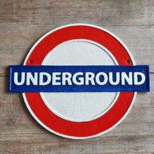 PANNEAU " UNDERGROUND " MÉTRO FONTE LONDRES ANGLETERRE DÉCO MURALE STYLE VINT...