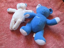Doudou Peluche lot de 2 ourson MUSTI de MUTELA - (1 bleu 1blanc)
