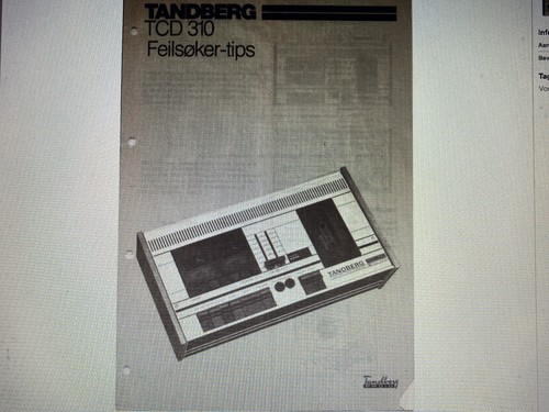 Tandberg tcd 310 feilsøker - tcd-310,