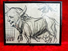 Beau, Ancien Tableau__Dessin Original__Caricature__!