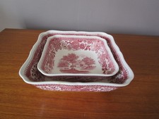 2 Plats carrés creux de Villeroy & Boch Modèle BURGENLAND décor paysage Rose