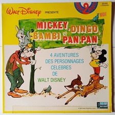DISNEY "Mickey, Dingo, Bambi Et Pan-Pan, Vinyl Livre-Disque DOUBLE LP 33t RARE