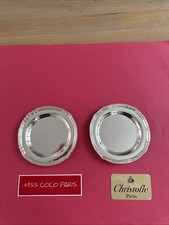 DESSOUS BOUTEILLE 2 ASSIETTE PAIN CHRISTOFLE GALLIA SPATOURS  METAL  ARGENT TBE;