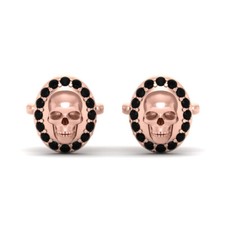 0.30TCW Onyx Noir Tête de Mort Boutons Manchette or Blanc Gothique Accessoires