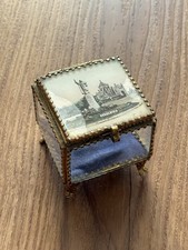 Petit Coffret à bijoux style Napoléon III laiton et verre Lisieux