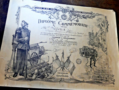 Sapeur pompier 1914 diplome - sapeur,
