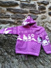 Pull sweat veste capuche zip polaire ROSE chaude 8 ans ethnique LAMA LAMAS