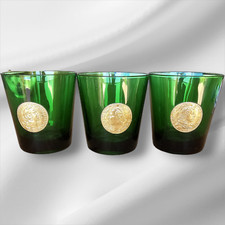 DUBONNET BYRRH glasses emerald green with coin of the kings of France ,set of 3