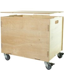 - Caisse avec roulettes et couvercle 455x345x395cm Coffre en bois avec poigné...
