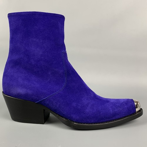 Bottes cheville cuir violet - en,