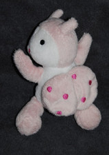 🍀Doudou Coccinelle TIGEX Rose Blanc Aile Peluche Insecte Papillon 19 Cm  TTBE