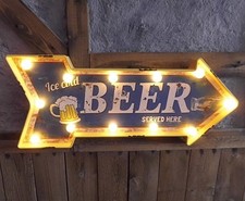 BAR PUB LUMINEUX FLÈCHE BIÈRE BISTRO PANNEAU PUBLICITAIRE BIÈRE PUB VINTAGE...
