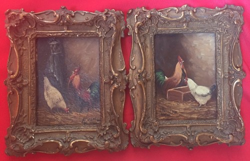 Paire tableaux huile sur - tableaux,