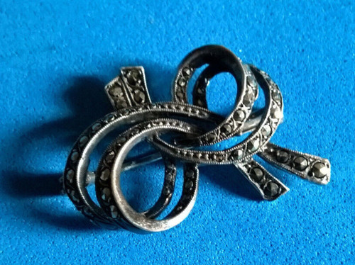 Ancienne broche noeud argent - noeud,