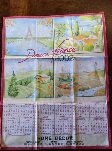 Torchon calendrier 2002 douce - calendrier,