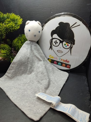 Doudou chat gris blanc argent - chat,