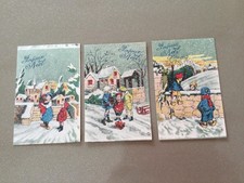 Lot 3 cartes postales illustrées joyeux Noël 