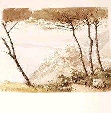 Sous les pins Èze Aquatinte