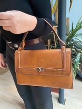Sac à main LANCEL cuir fauve vintage 1960 34 CM
