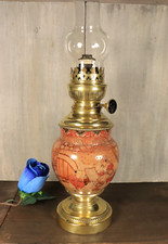 Antique French Satsuma Vase Table Oil Lamp Porcelain Brass Matador Burner 19thC