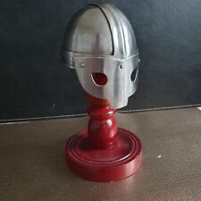 Mini Casque Viking En Fer Avec Support Bois