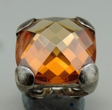 Belle grosse bague vintage argent 925 et citrine taillée Sterling  ring T.51-52