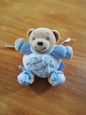 O/ Doudou Kaloo Mini Ours Blanc Bleu Silhouettes D'enfants Brodés