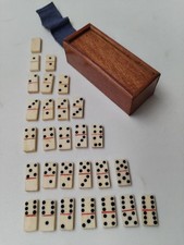 Miniature Jeu Ancien De Dominos Complet En Boîte Jeux Nouveaux Réunis Os